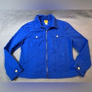 Ruby Red Full Zip Up Womens Royal Blue Jean Jacket Size 12 Long Sleeve